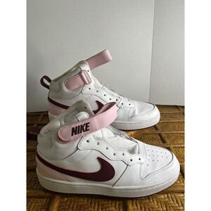 Nike Court Borough Mid 2 (GS)‎ White/Dark Beetroot-Pink(CD7782 104) US SZ 6.5Y